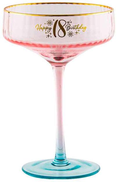 Glass Fluted Coupe Champagne/Cocktail Happy 18th Birthday