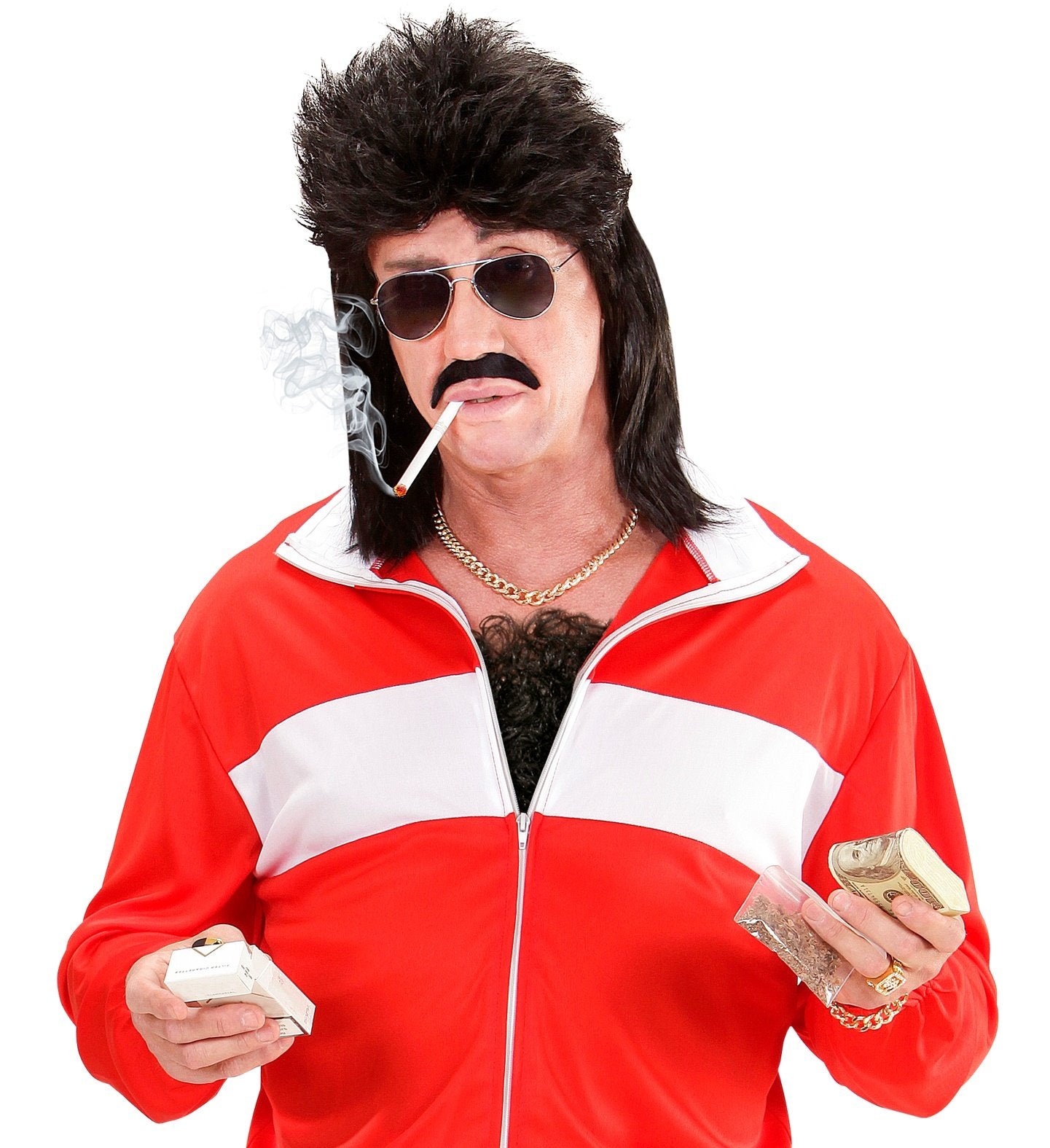 Costume Black Chest Hairy Thick Curly 1970s