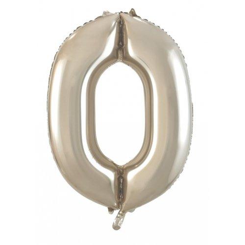 Balloon Foil Megaloon Number 0 Champagne Gold 86cm - Last Chance