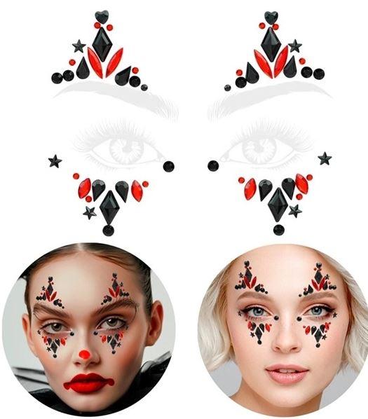 Face Jewels Adhesive Freak Show Harlequin Clown/Jester Harley Costume