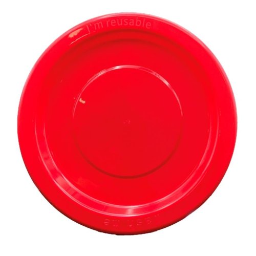 Plates 230mm Red Plastic Dinner Size Reusalbe Pk/20