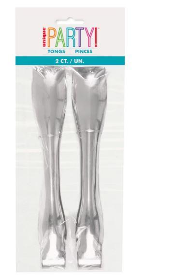 Catering Tongs Plastic Tongs Silver Pk/2 23cm Reusable