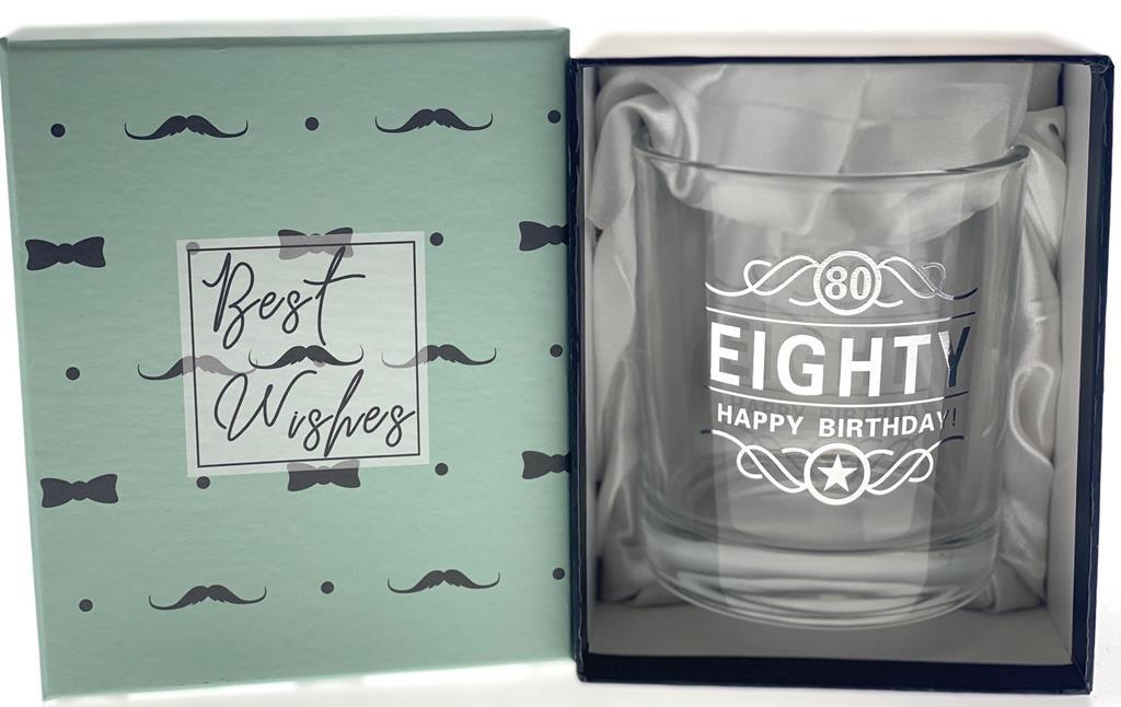 Gift Glass Scotch Rum Eighty 80th Happy Birthday