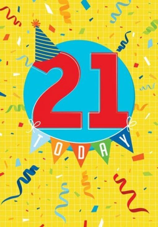 Greeting Card Larger Than Life Happy 21st Birthday