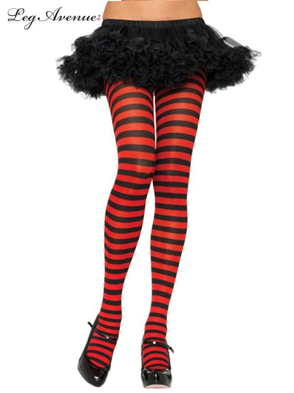 Pantyhose/Stocking Black/Red Striped