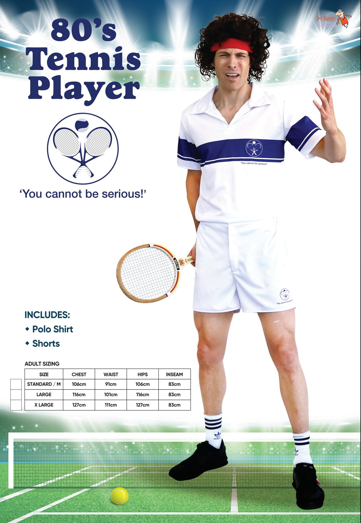 Costume Adult 1980'S Tennis Player