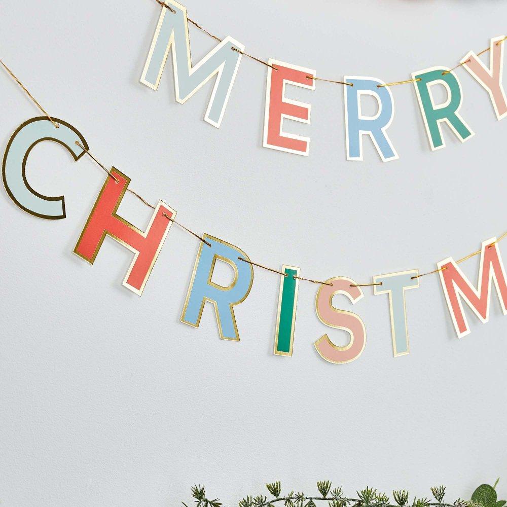 Banner Merry Christmas Colourful Card 2.5m Long