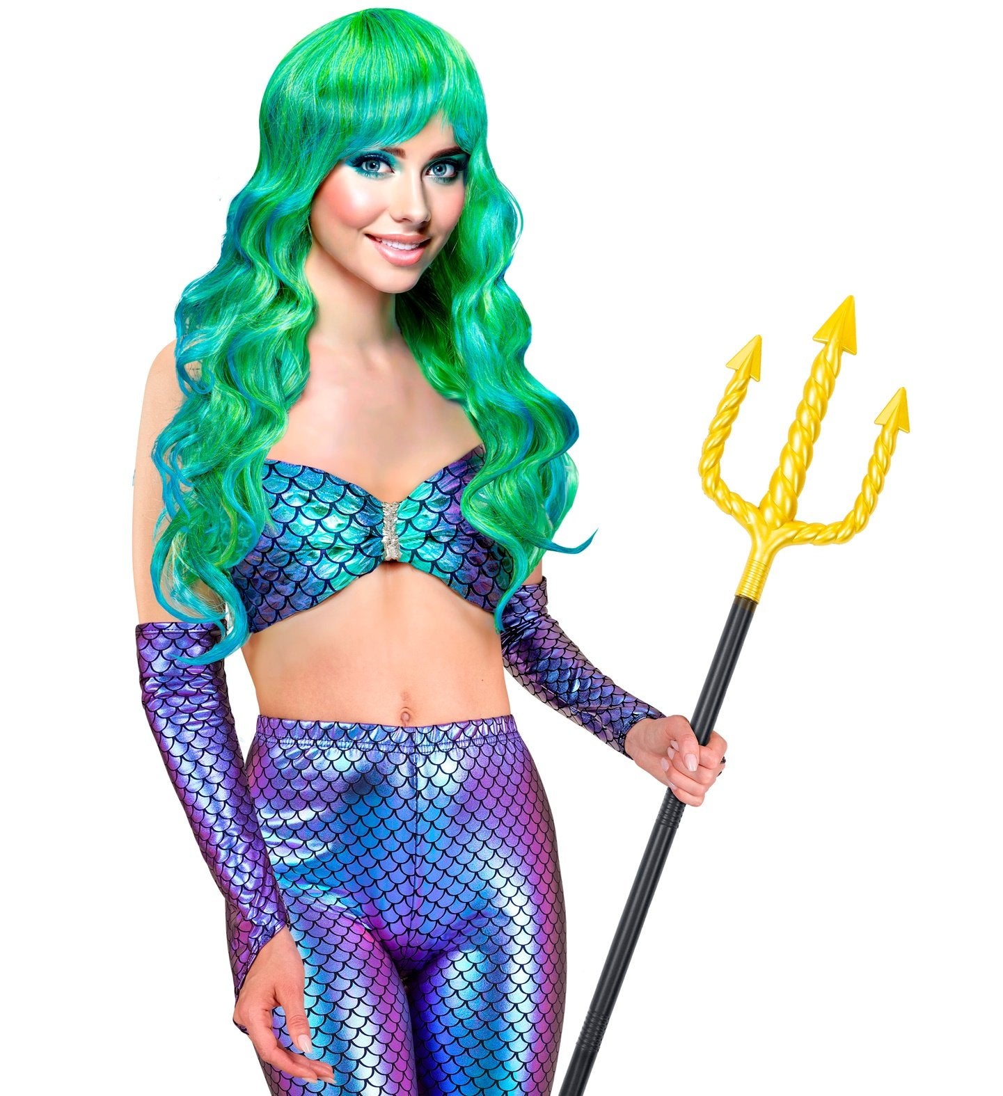 Costume Gloves Mermaid Under The Sea Prismatic Fish Scales 44cm Long