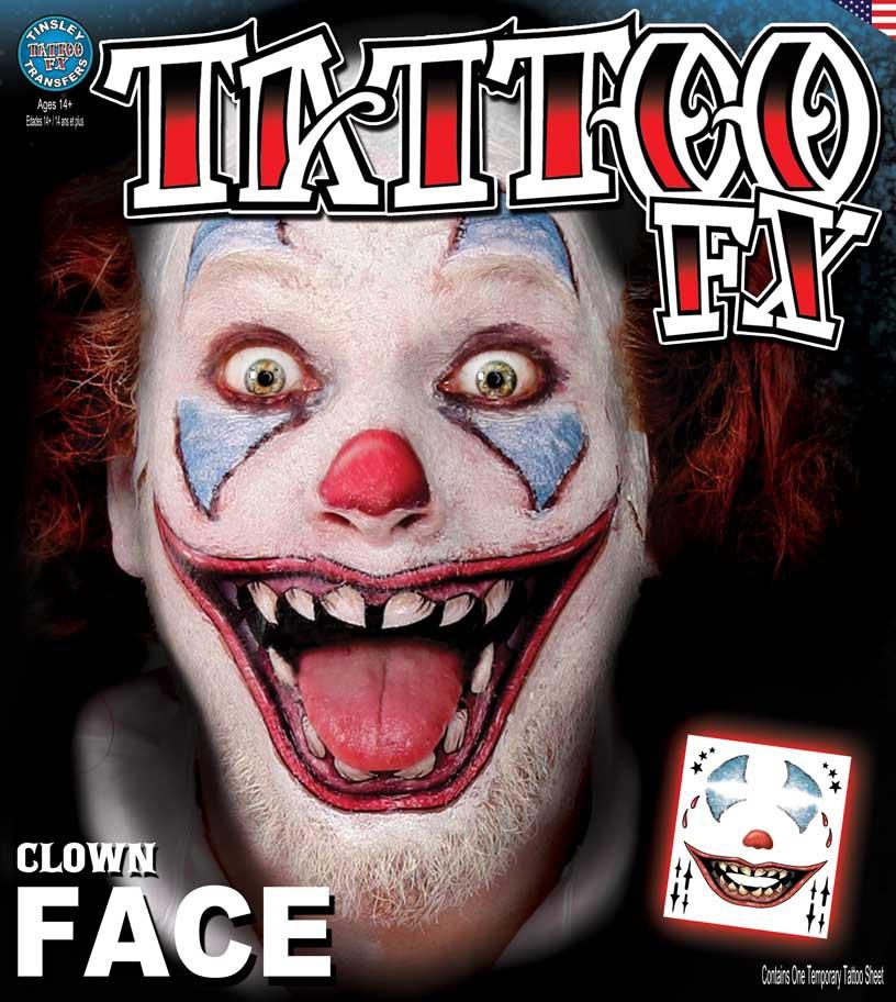Temporary Tattoo Fx Clown Face Tinsley