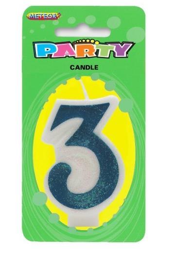 Candle Number 3 Blue- Discontinued Line Last Chance To Buy