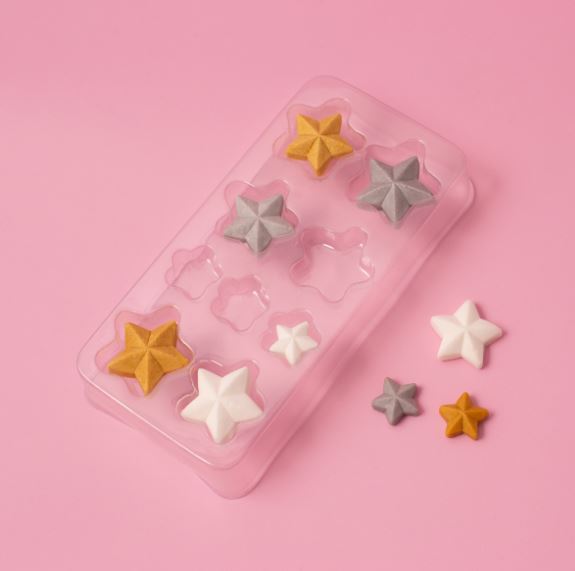 Edible Icing Decorations Shimmer Stars White/Silver/Gold Christmas Pk/9