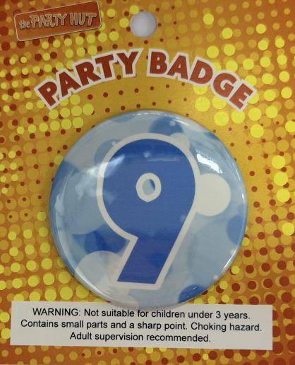 Badge Ninth Birthday Blue 6cm