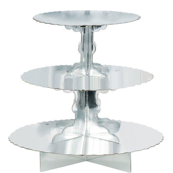 Cupcake/Treat Stand 3 Tier Silver 29cm