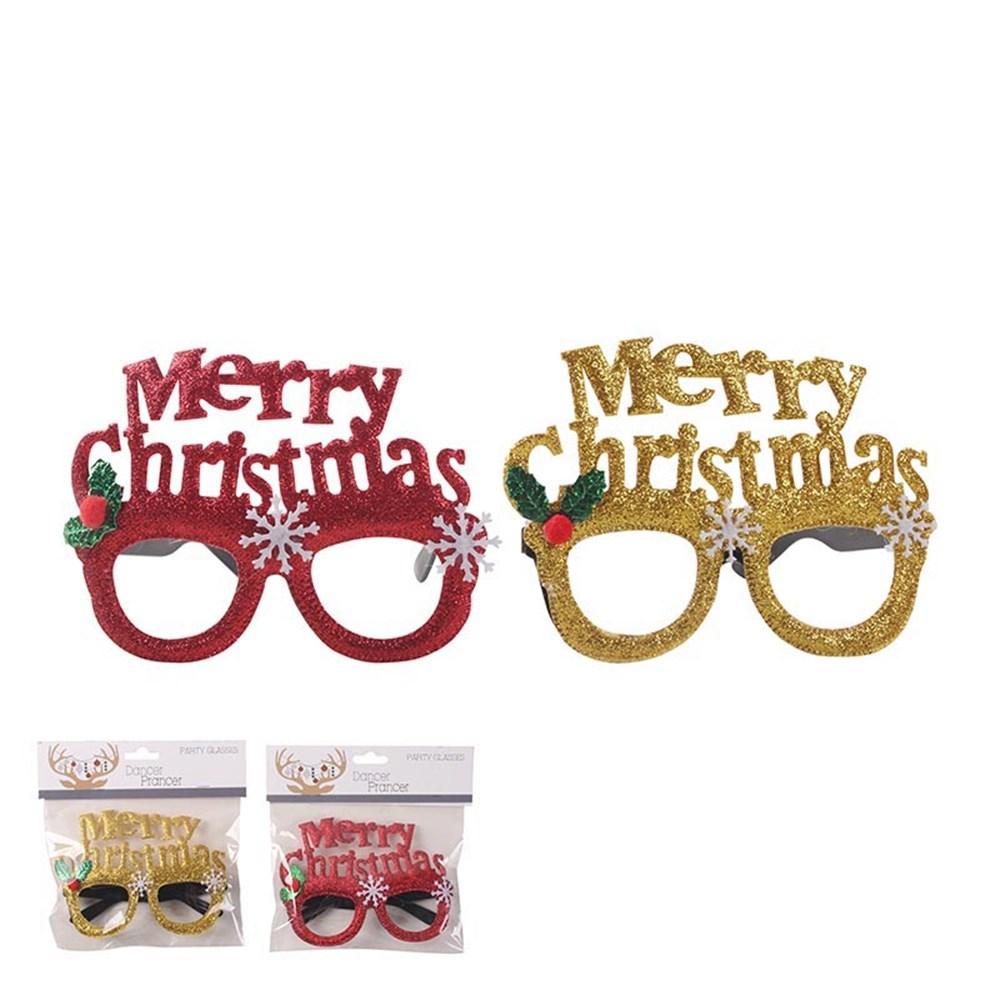 Glasses Merry Christmas (Assorted Colours Sent When Ordered)