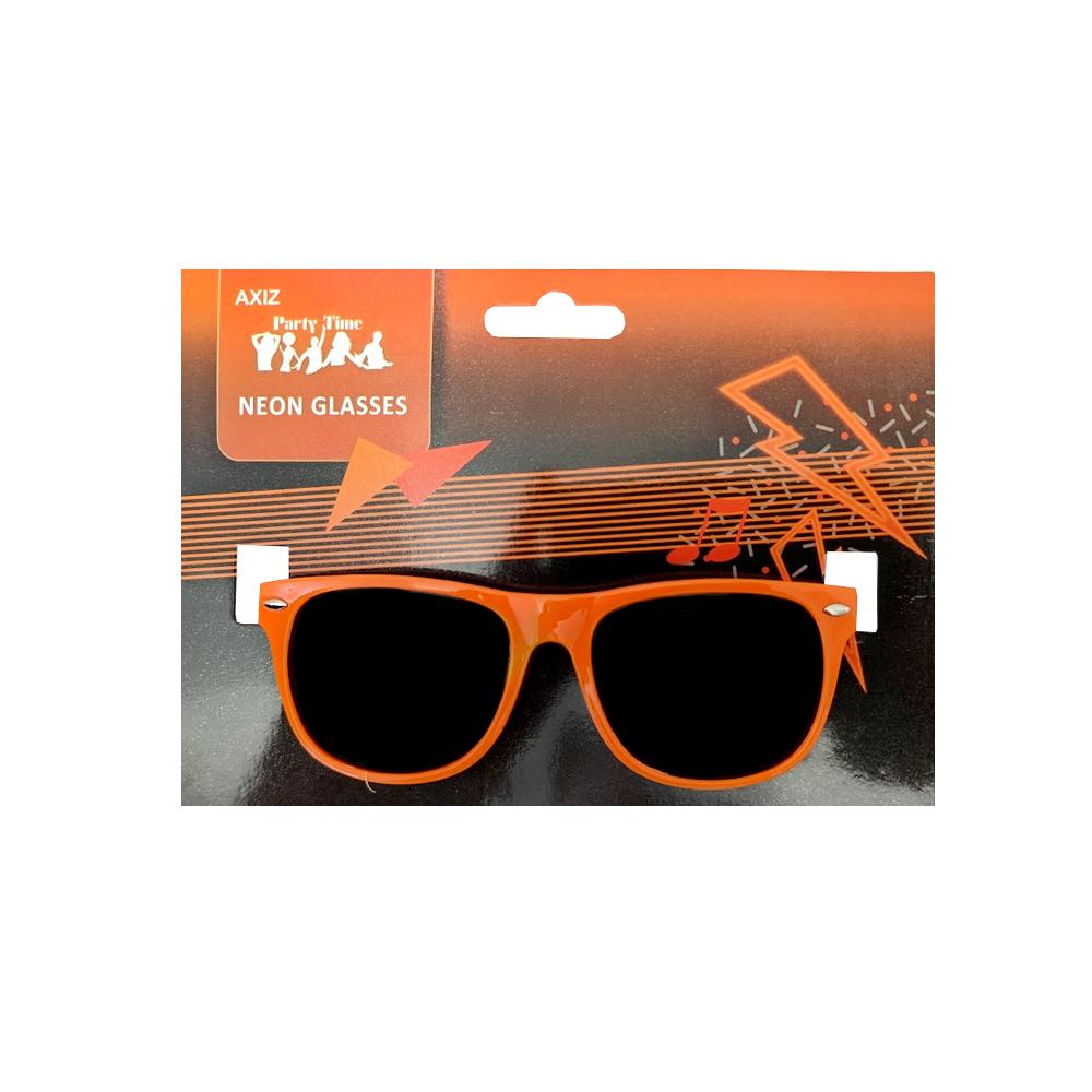 Glasses Fluro Neon Orange 1980s Dark Lenses UV Coated