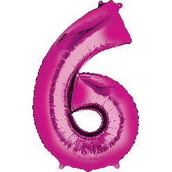 Balloon Foil Megaloon Num 6 Pink  86cm-Discontinued Line: Last Chance Buy