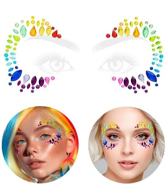 Face Jewels Rainbow Adhesive Costume Accessory