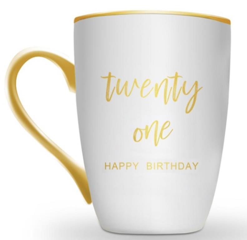 Mug White 21st Birthday White With Gold Script
