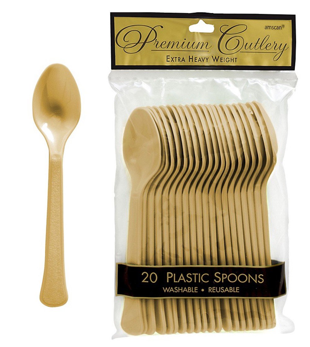 Spoons Gold Plastic Pk/20 - Discontinued Line Last Chance To Buy