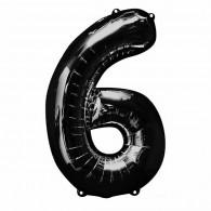Balloon Foil Megaloon Num 6 Black 86cm-Discontinued Line: Last Chance Buy