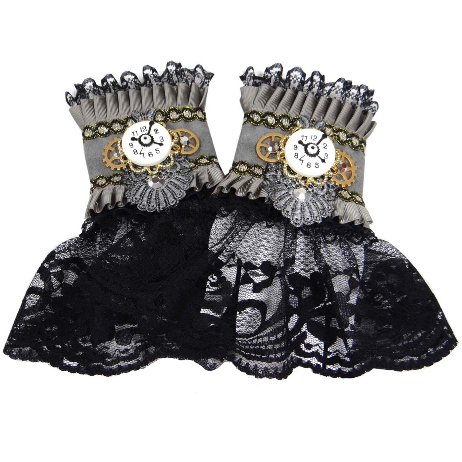 Steampunk Wristcuffs With Gears Times Up 1800/1900s Victorian Wonderland