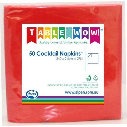 Napkins Beverage/Cocktail Apple Red 2ply Pk/50