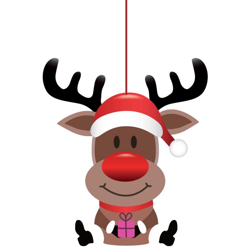 Door Hanging Decoration Reindeer 30cm x 26cm Cardboard