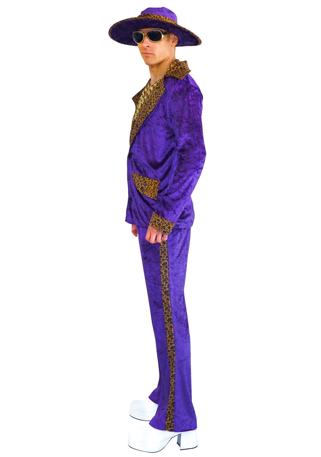 Costume Adult Pimp Suit Purple with Leopard Print