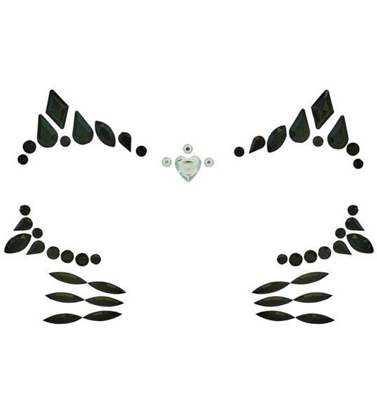 Face Jewels Black Animal Cat Adhesive Costume Accessory Halloween