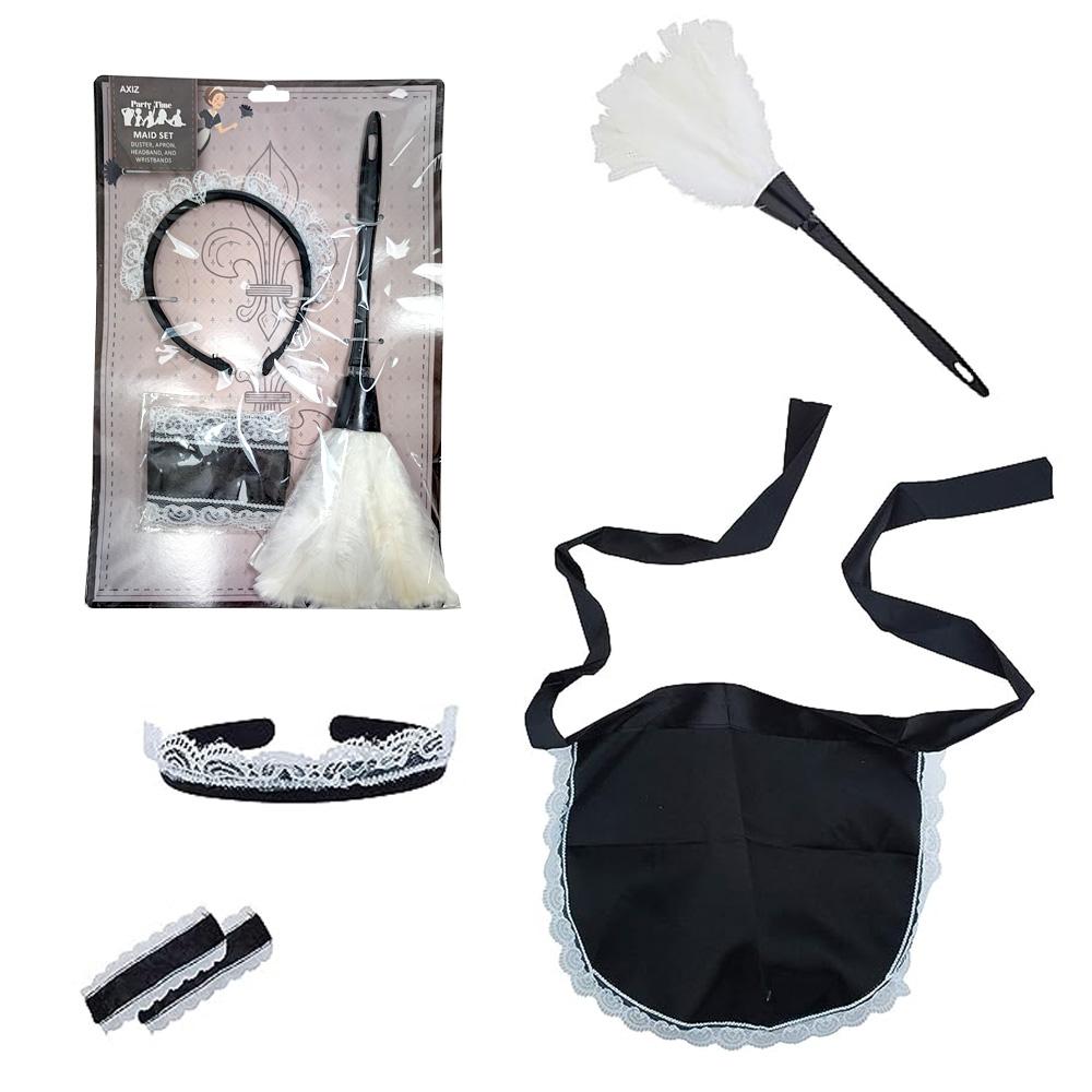 Costume Set Adult French Maid 5 Pieces Black/White