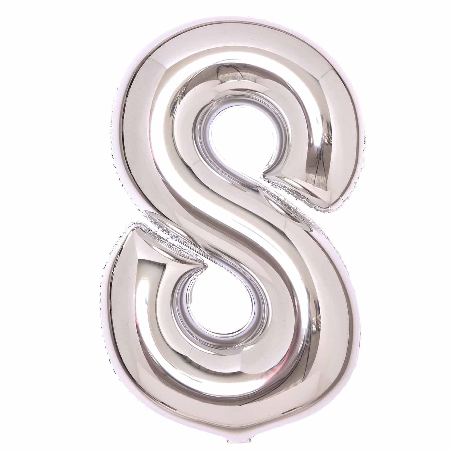 Balloon Foil Megaloon Number 8 Silver 86cm