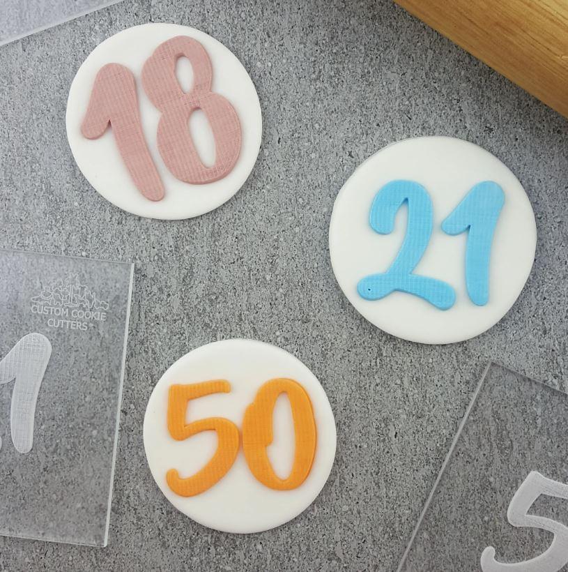 18th Numbers Flow Cookie/Biscuit Debosser Cutter