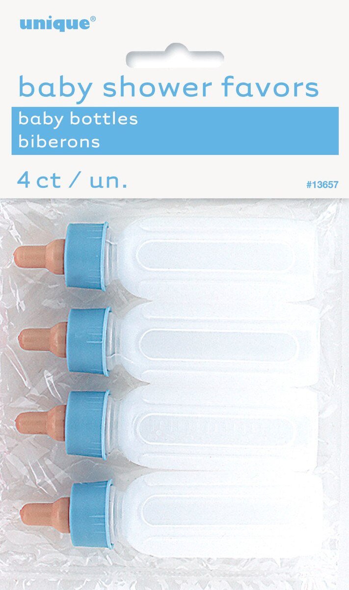 Baby Shower Favours Baby Bottles Blue Pk/4