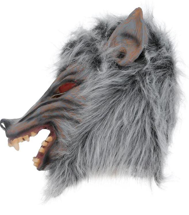 Mask Animal Wolf Grey/Silver Scary Latex Deluxe