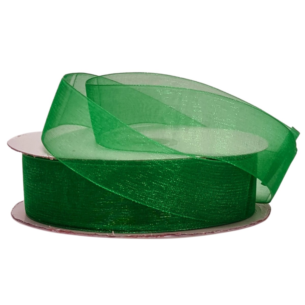 Organza Ribbon Emerald Green Woven Edge 25mm x 50m