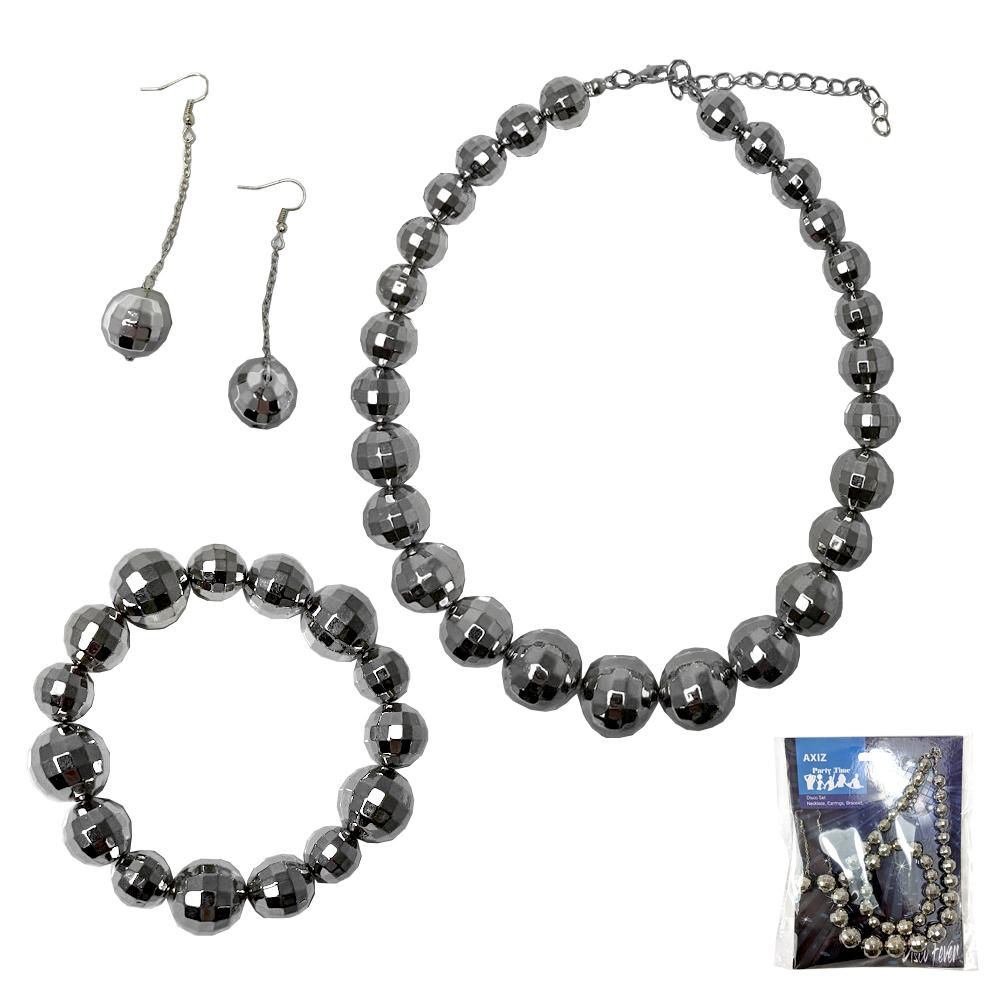 Jewellery 1970s Disco Set (Mirrorball Style Necklace, Bracelet & Earrings)