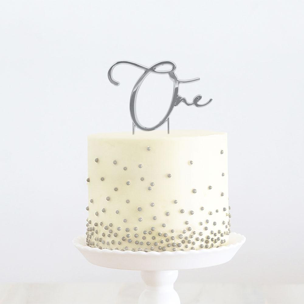Topper One Word Silver Metal 11cm X 8cm