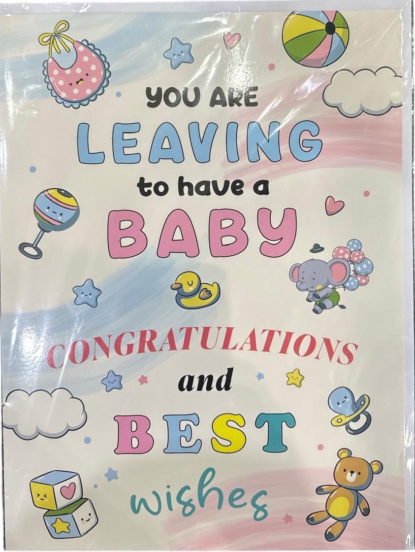 Mega Jumbo Greeting Card Leaving to Have a Baby Congratulations