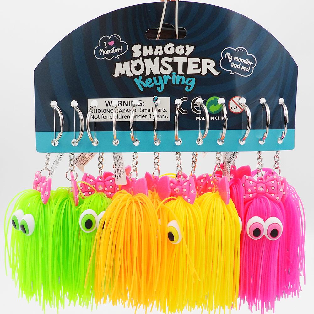 Toy Novelty Hairy Shaggy Monster Keyring 12cm Each Assorted Colours