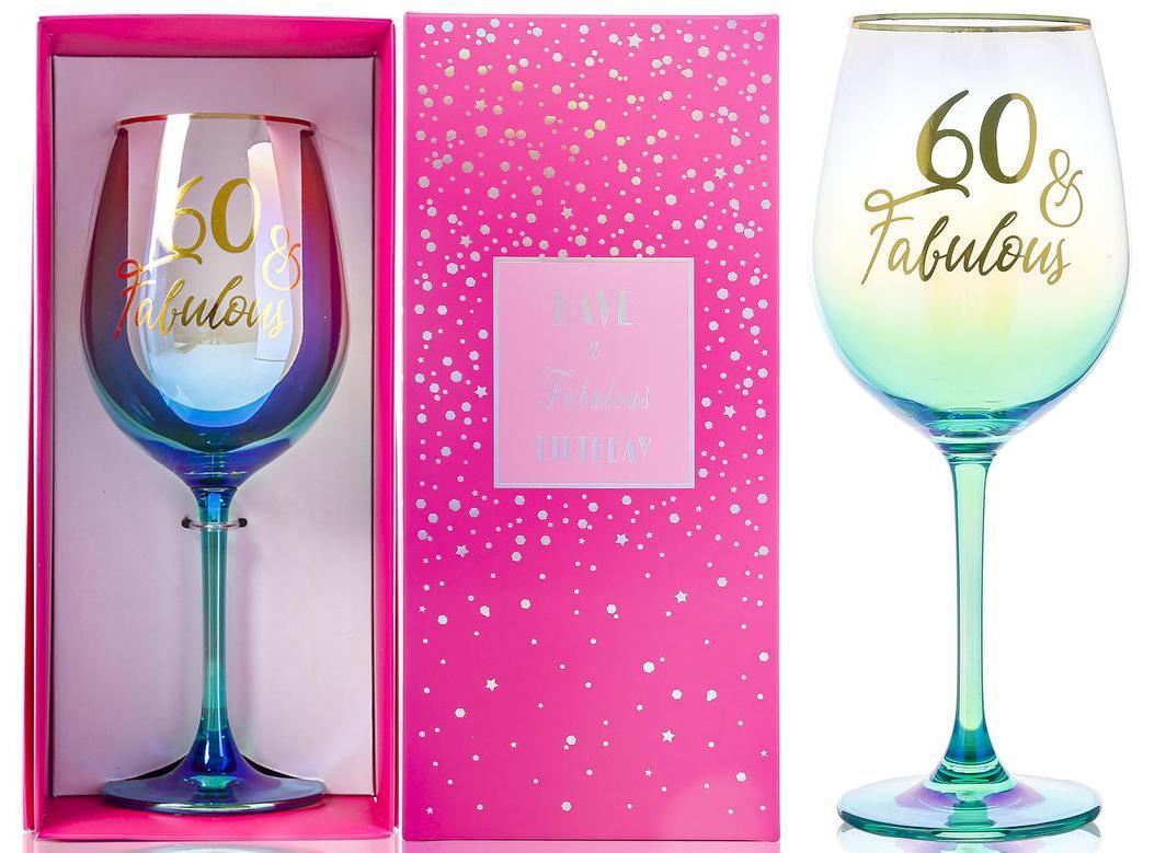 Gift Stemmed Wine Glass 60th & Fabulous Birthday Shimmy
