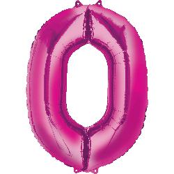 Balloon Foil Megaloon Num 0 Pink  86cm -Discontinued Line: Last Chance Buy