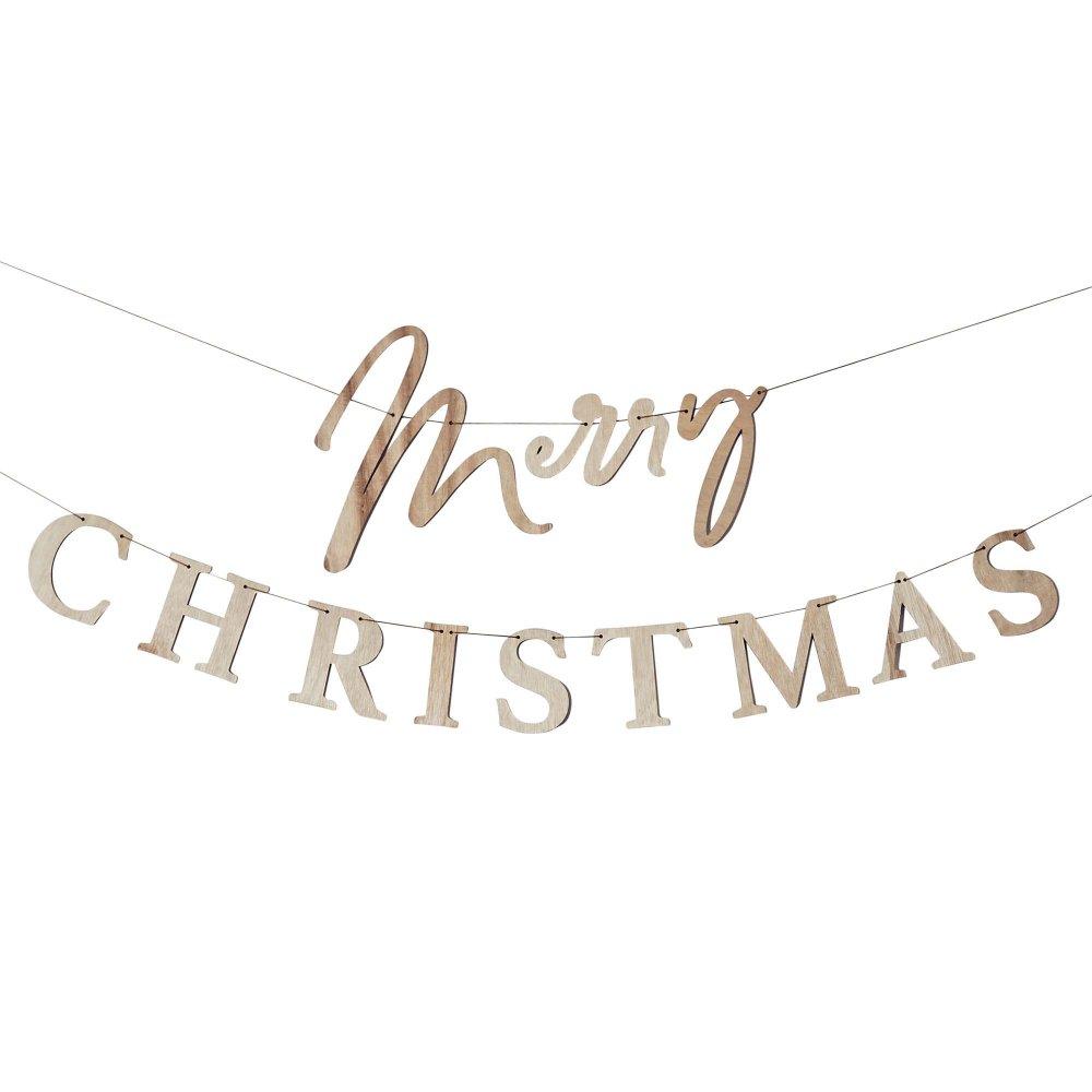 Banner Merry Christmas Festive Folklore Wooden 2.2m Long Deluxe