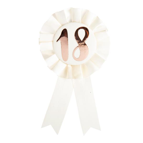 Badge Rosette 18th Rose Gold/White