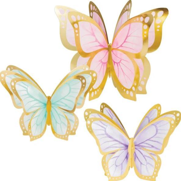 Butterfly Shimmer 3D Centrepieces Pk/3