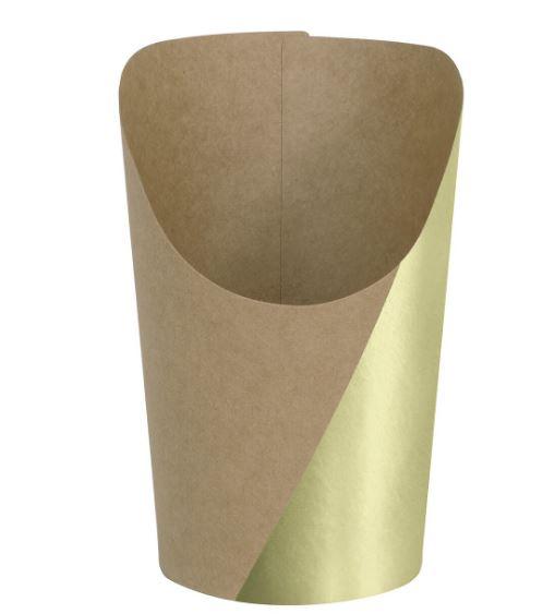 Catering Disposable Charcuterie Board Paper Cups 222ml Kraft & Gold Pk/16