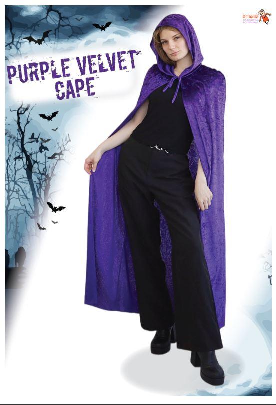 Cape With Hood Velvet Purple Long Halloween Style