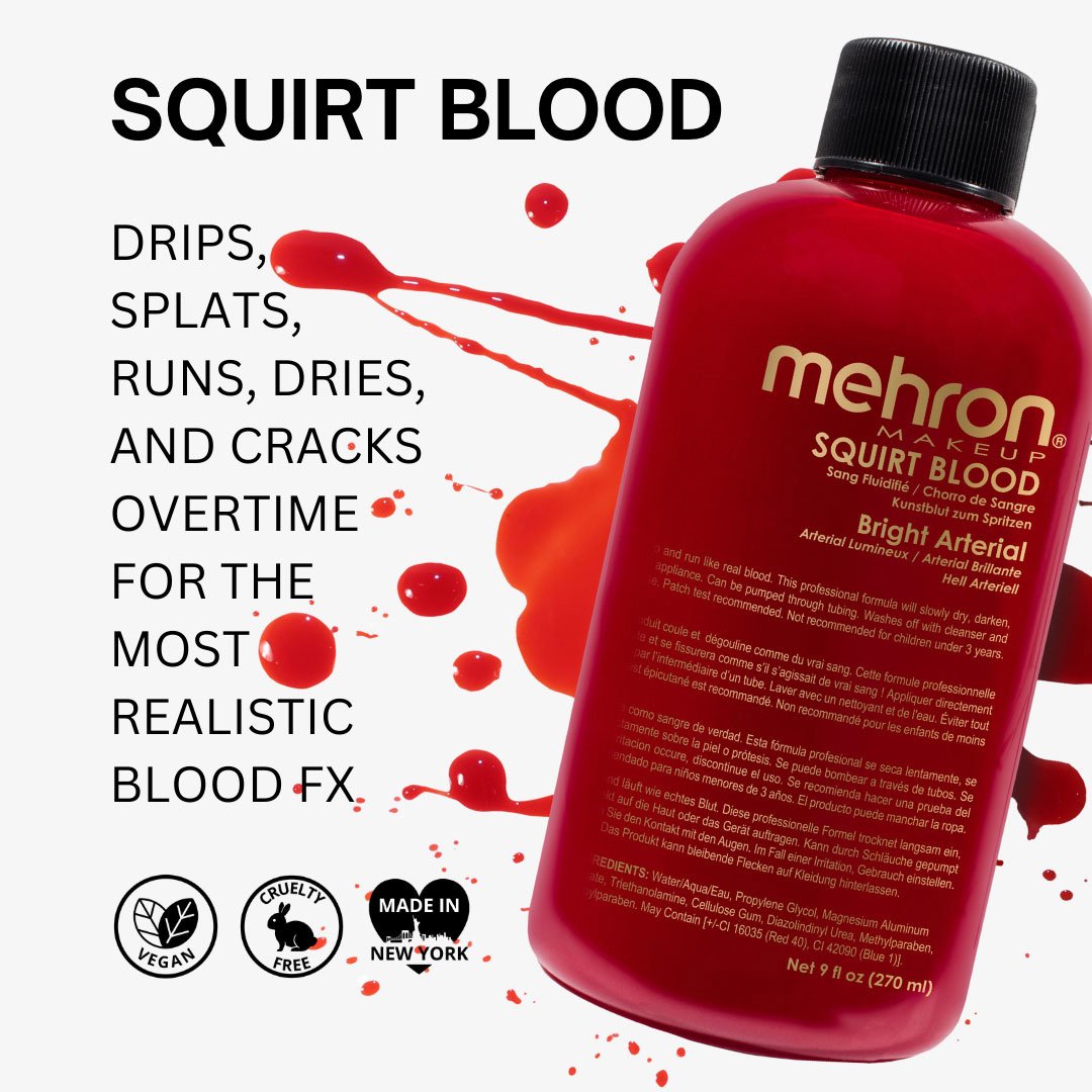 Make Up SpecialFx Mehron Squirt Blood Bright Red 270ml Professional Quality