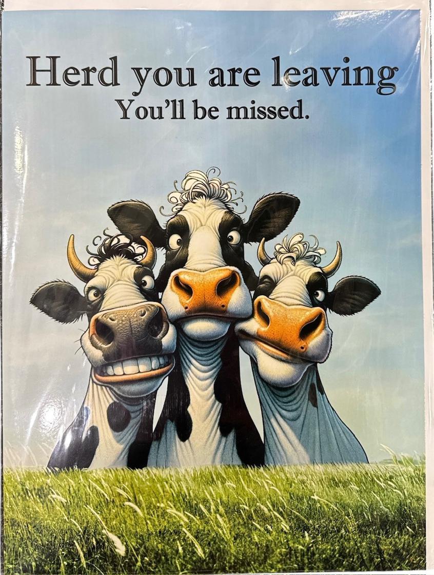 Mega Jumbo Greeting Card Herd You Were Leaving Youll Be Missed