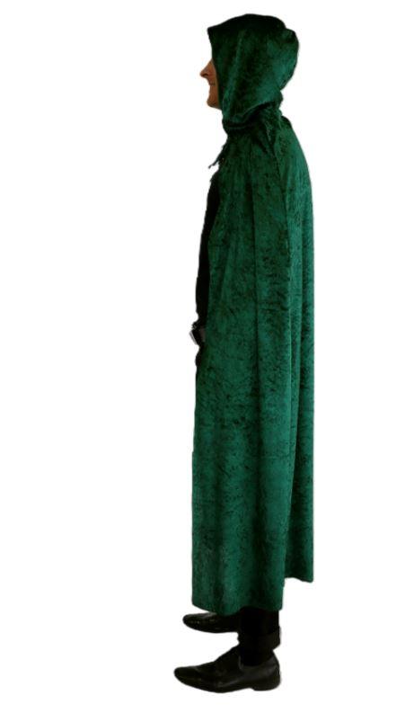 Cape With Hood Velvet Green Long Halloween Style