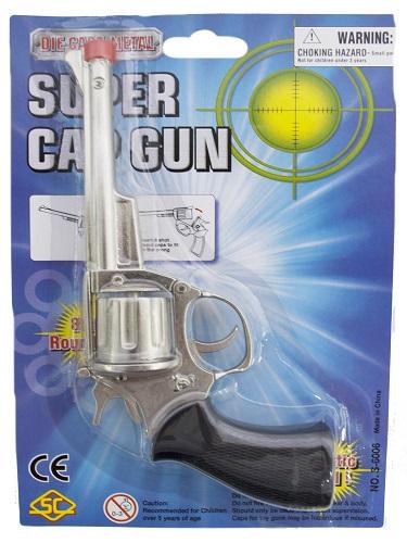 Die Cast 8 Shot Cap Gun Revolver Silver18cm